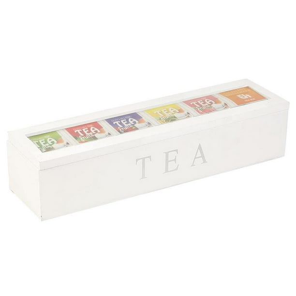 Wooden Tea Box with Lid,Wooden Storage Box Small Kitchen Items Organiser Coffee Tea Bag Storage Holder for Kitchen Cabinets